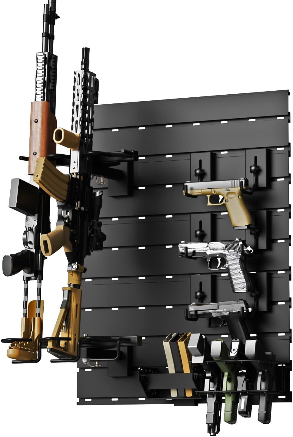 Gun Rack for Wall - Heavy-Duty Aluminium Tactical Rifle/Carbine/Shotgun Storage Wall Mount, Modular Gun Slatwall Panel Mount System - Firearms Accessory Organizer