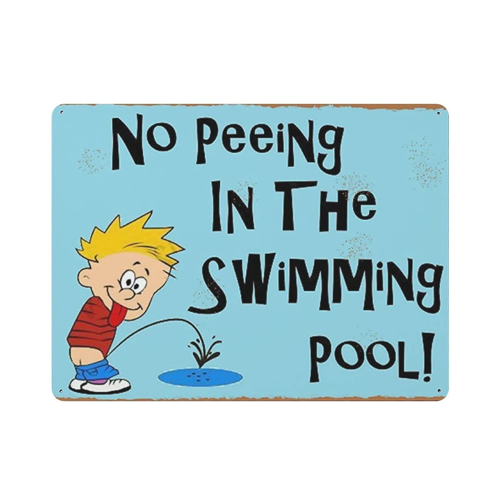 rayprint No Peeing in The Swimming Pool Vintage tin Sign Metal Poster Home Bar Cafe Club Garden Farm Decor Hanging Poster Retro Wall Art Prints 12x16in (30x40cm)