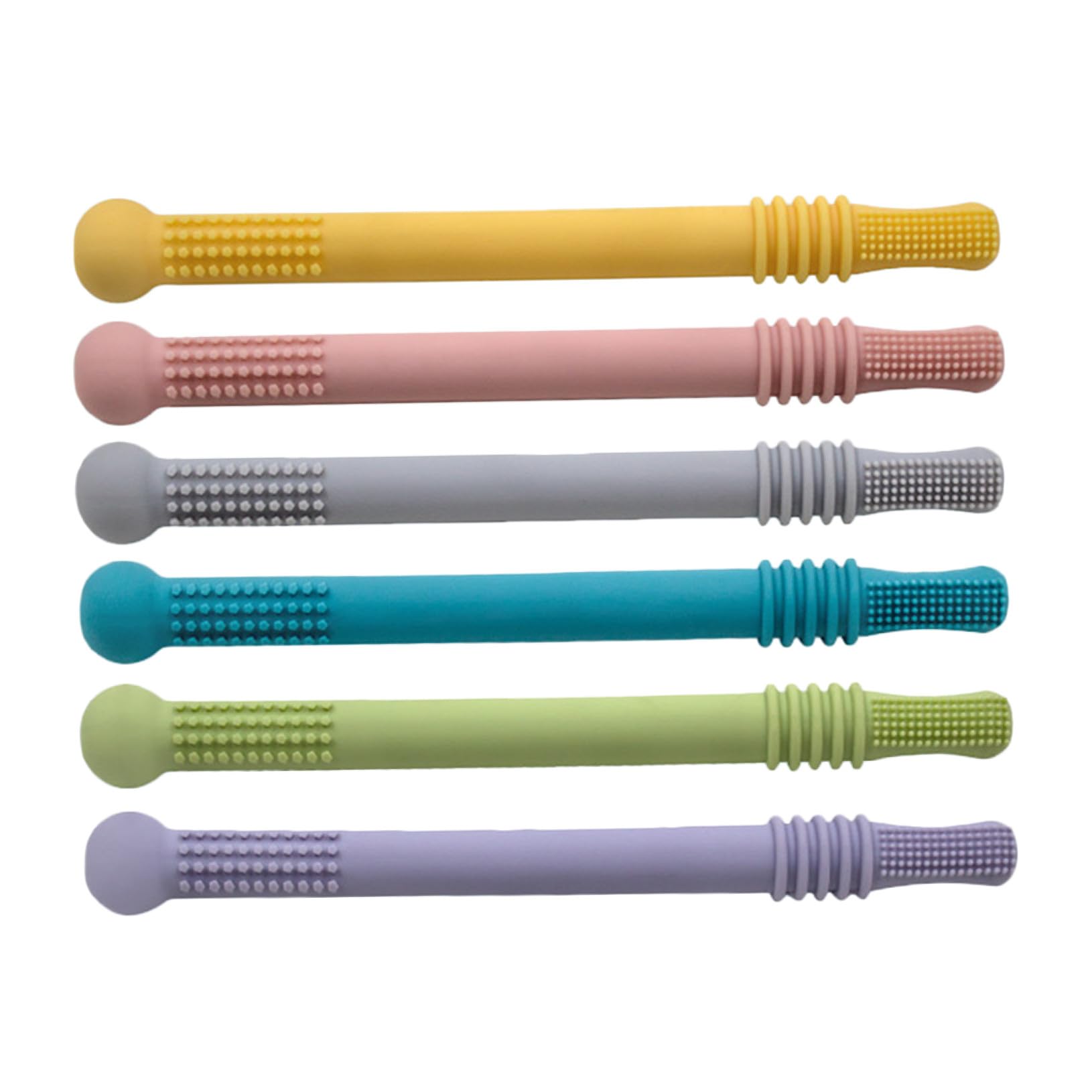 Tubo Molar para Bebés de Silicona 6 Piezas para Dentición | Recién Nacidos, Formato de Pajita Hueca, Ayuda a Calmar Encías y Apoyar Habilidades Orales