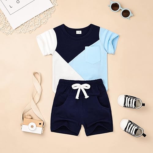 Miniatura 2 de Ropa para bebé niño pequeño, trajes de verano de manga corta, camiseta y pantalones cortos, conjunto de ropa para niños de 12 meses a 4 años