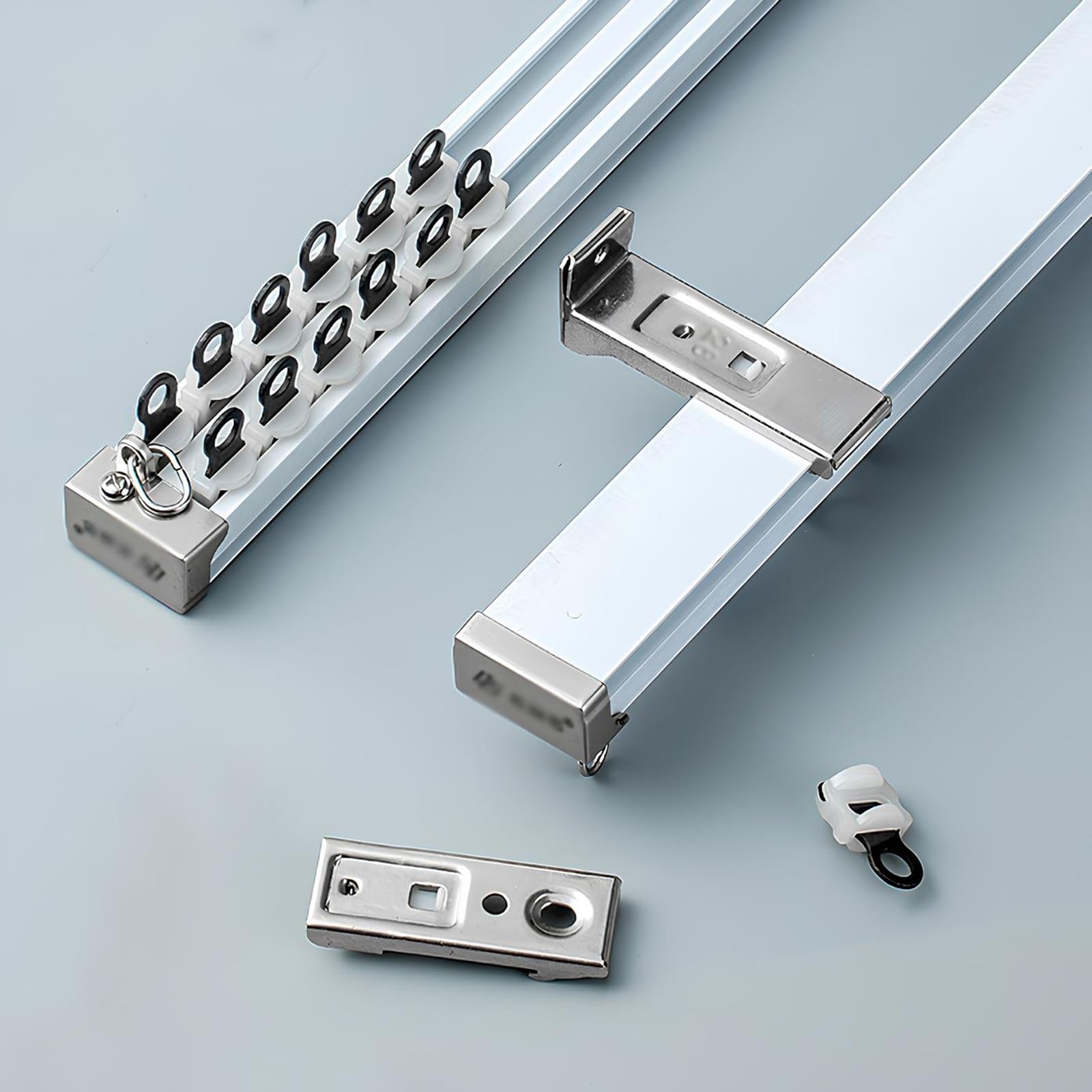 Tringle à Rideau, Rail à Rideau en Aluminium de 2,5 mm, système de Rail à Rideau Robuste à Montage au Plafond ou au Mur, Tringle à Rideau de séparation de pièce, Blanc 70-600 cm/2,2-19,6 Pie