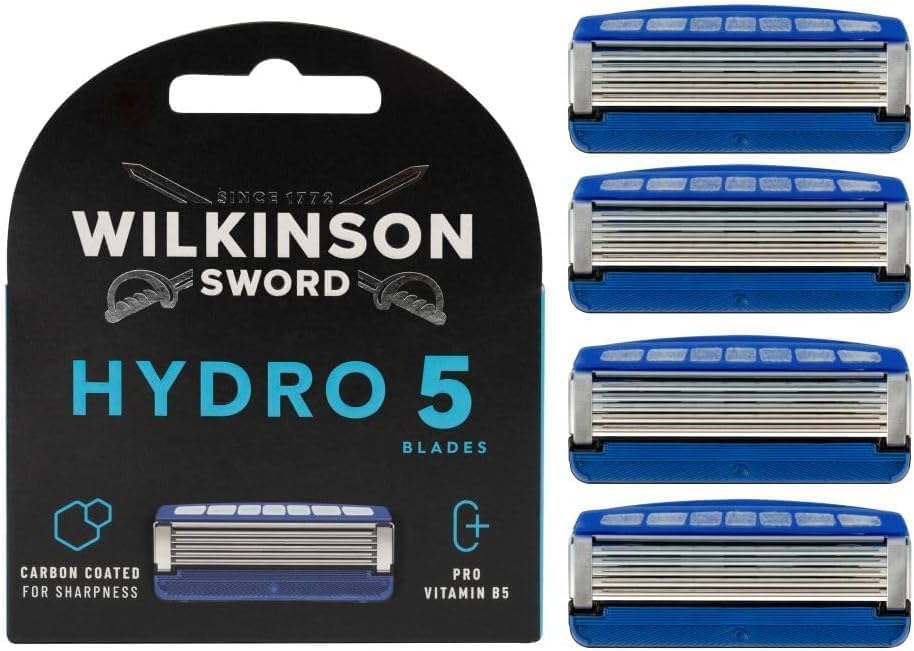 Hydro 5 Razor Blades For Men Carbon Coated Hydrating Gel & Precision Trimmer Pack of 4 Razor Blade Refills