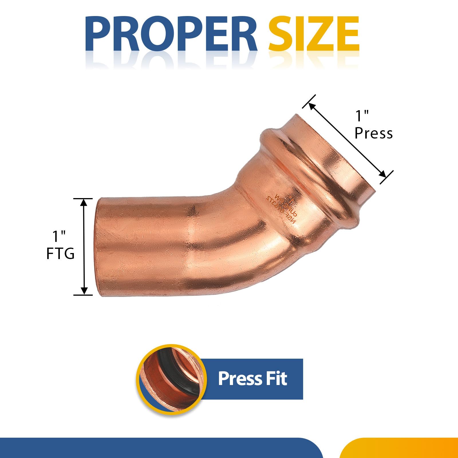 Paquete de 40 Codos de Calle de Cobre GUOFIS, Codo de Calle de 45 Grados de 1 Pulgada P x FTG, Conector de tubería de Rosca Hembra a presión