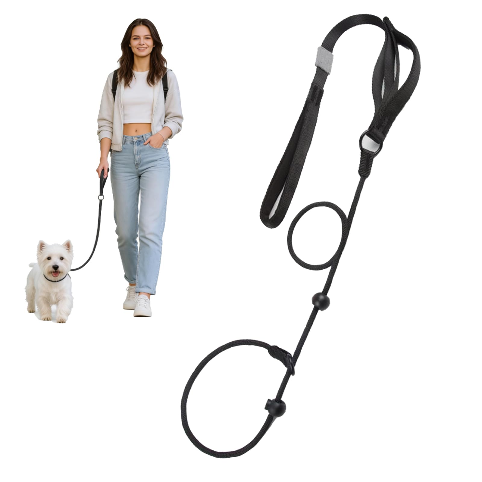 Yuiturt Dog Lead Slip Lead for Dogs, No-Pull Training Leash with Reflective Stitching, Heavy Duty Rope for Small Medium Large Dogs, Easy On No Collar Needed（black，170cm)