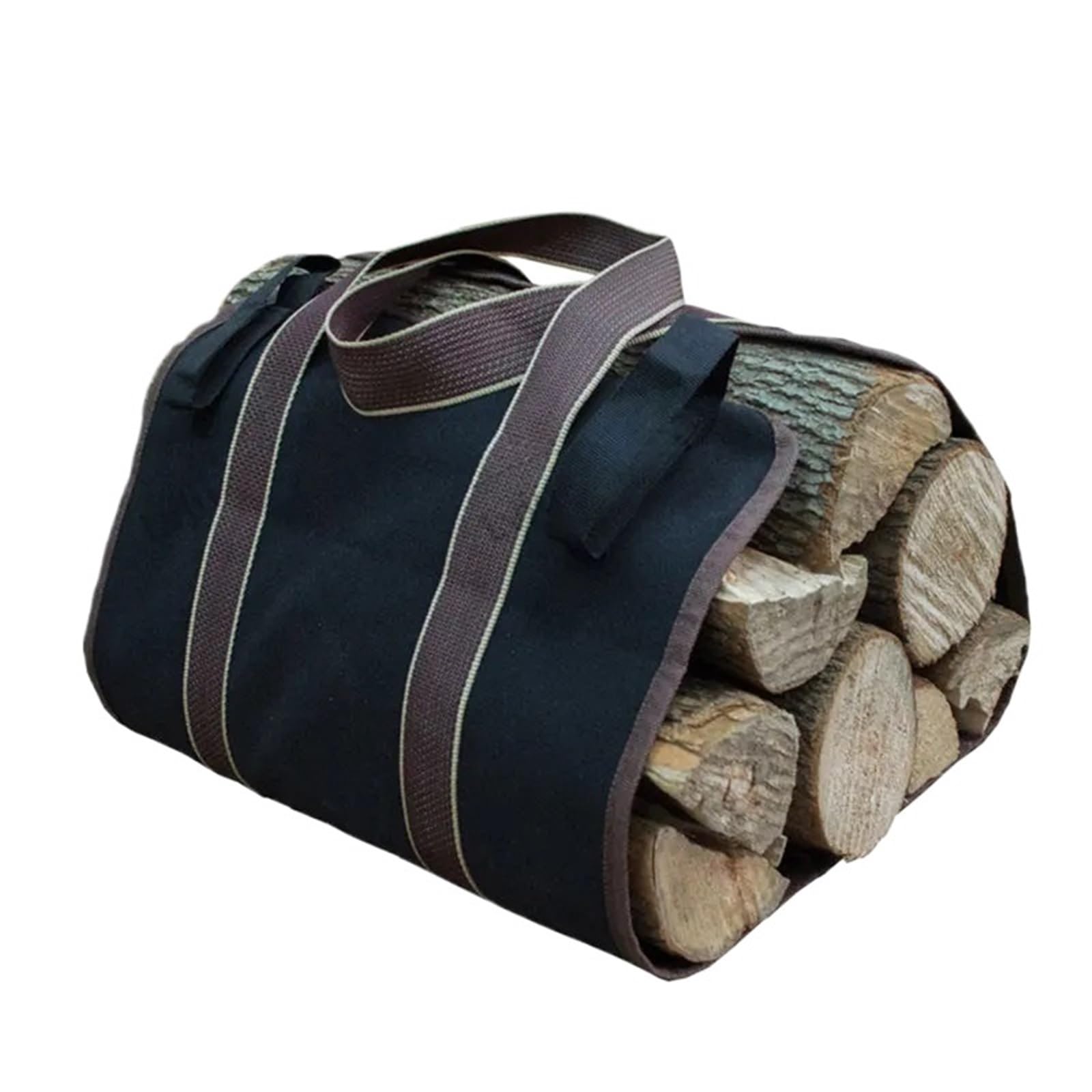 Canvas Firewood Wood Carrier Bag Log Camping Outdoor Holder Carry Storage Wooden For Wood(Black)