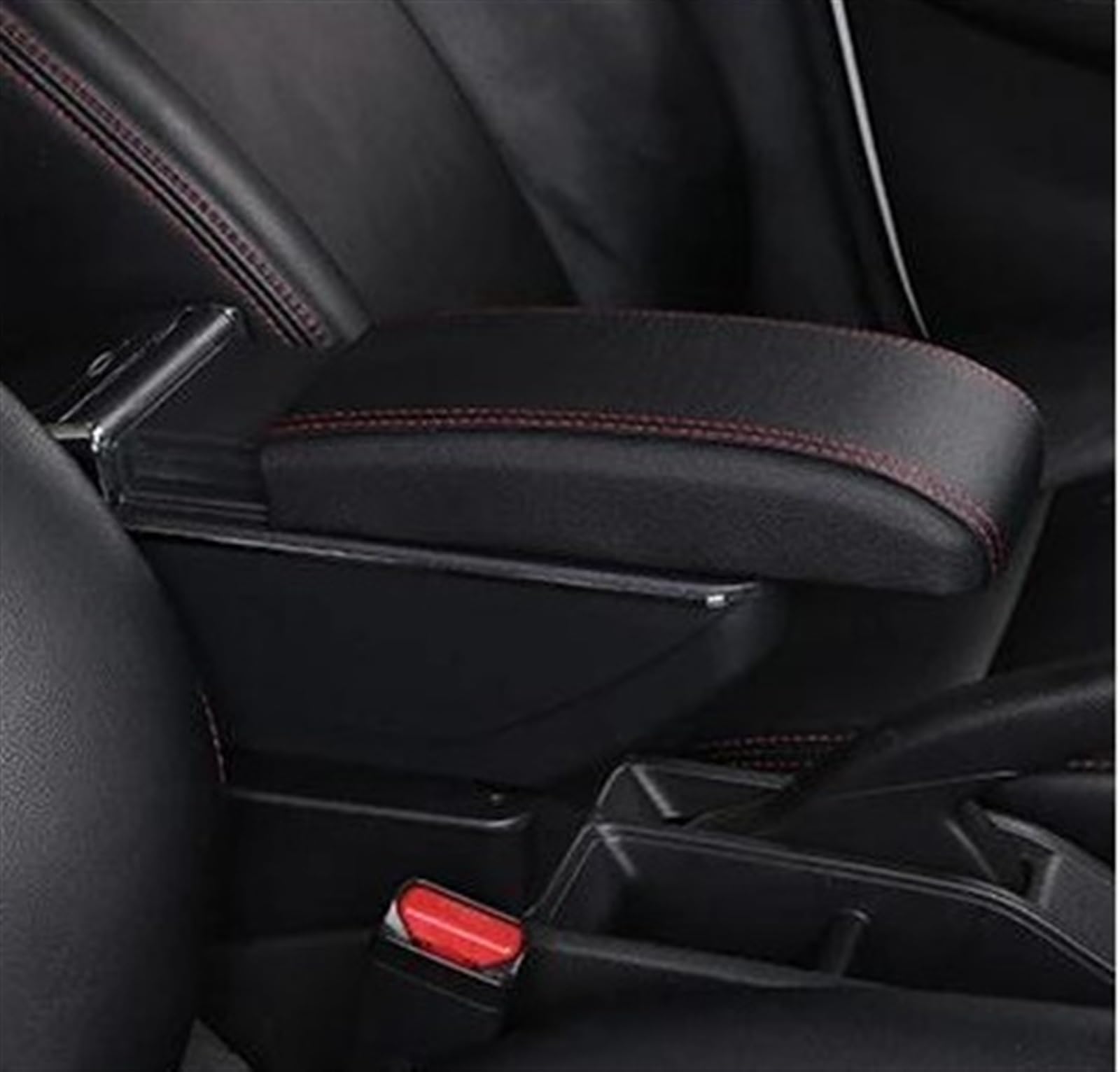 NOHEEU Auto Parts Interior Details Armrest Storage Box Modification For Focus 2 Mk2 2005 2006 2007 2008 2009 2010 2011(B Styke Black Red)