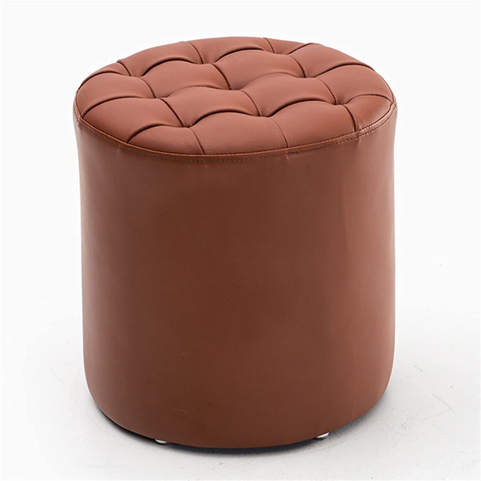 Repose-pieds cuir artificiel marron 34.5x36cm tabouret salon mobile chambre