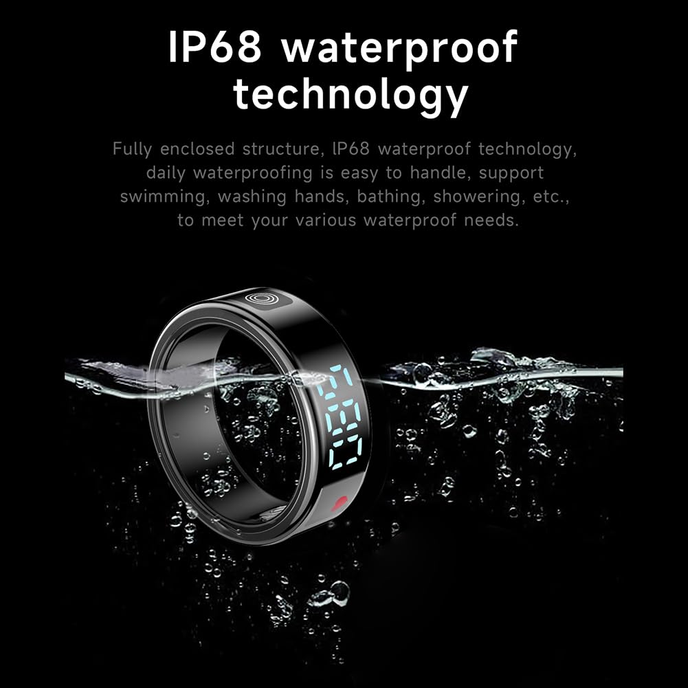 RS08 Smart Ring 5 ATM Impermeabile Sport Anello di salute Modalità multi-sport Fitness Tracker Compatibile con Bluetooth 5.1 Monitoraggio del sonno dell'ossigeno nel sangue for uomini