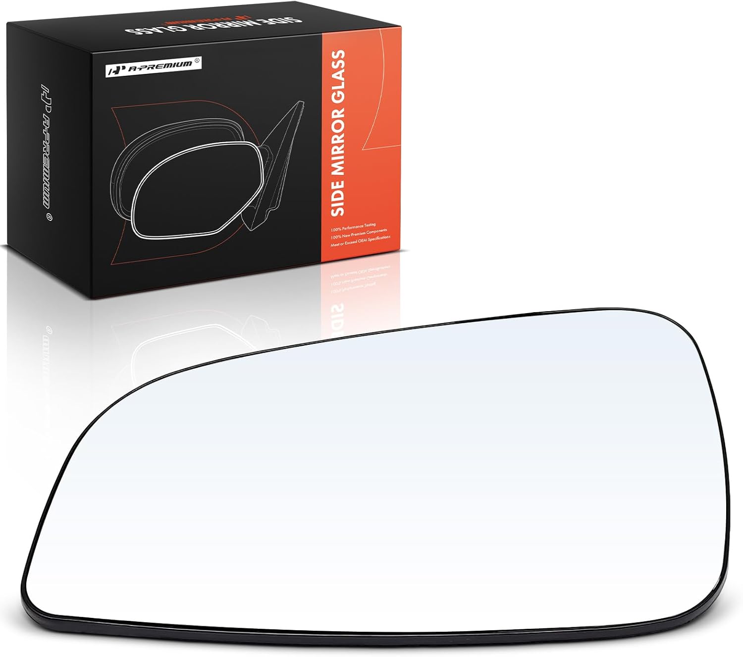 A-Premium Left Driver Side Heated Mirror Glass with Backing Plate - Compatible with Chevrolet Malibu 2008-2012 & Saturn Aura 2007-2009 - Exterior Side View Flat Mirror