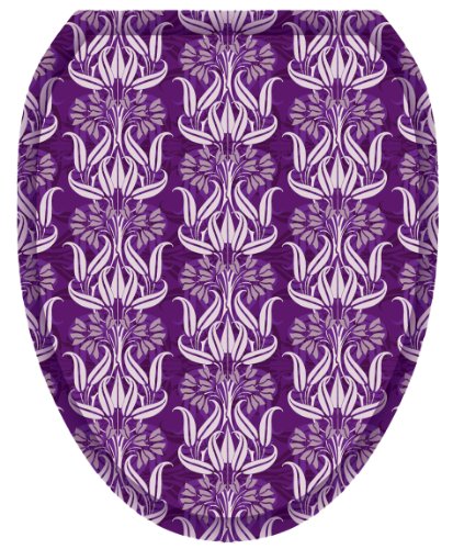 Toilet Tattoos, Toilet Seat Cover Decal, Bell Flowers in Plums, Size Elongated