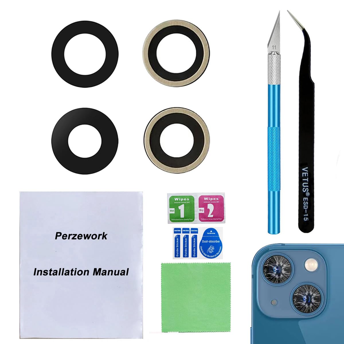 Sponsored Ad – OEM Back Rear Camera Lens Glass Replacement for iPhone 13 and iPhone 13 Mini with pre-Installed Adhesive and Reparing Toolkit