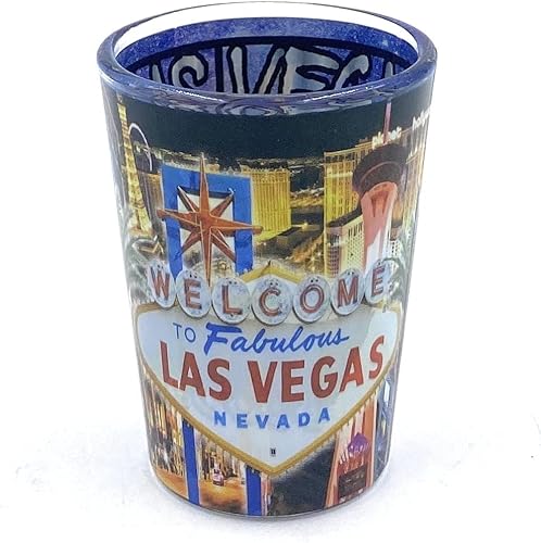 American City Souvenir Shot Glasses Las Vegas Neveda LV Shotglass Doble Cara Impresión Las Vegas Regalos Turísticos Taza Beber Copa Copa de vino