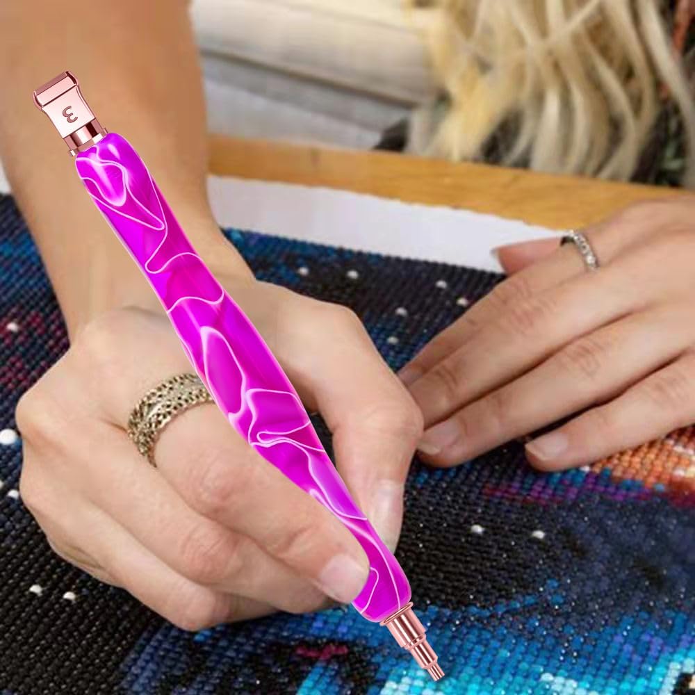 RaySoar Diamond Art Pens Diamond Art Tools Painting Pen with Screw Metal Tips Multi-Placer Tool Accessories for Adults Gem Rhinestone Picker Stylus Purple