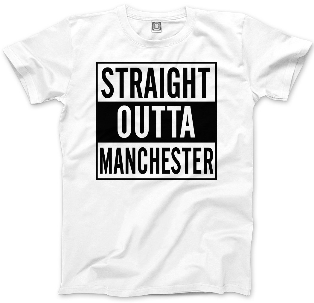 Hotscamp Men's White Straight Outta Manchester Unisex T-Shirt - XX-Large