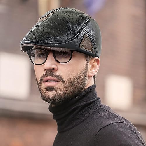 Miniatura 6 de Sombrero de periódico clásico para hombre, gorra plana de piel sintética, sombrero de hiedra de cabbie, sombrero de Gatsby para conducir, caza,