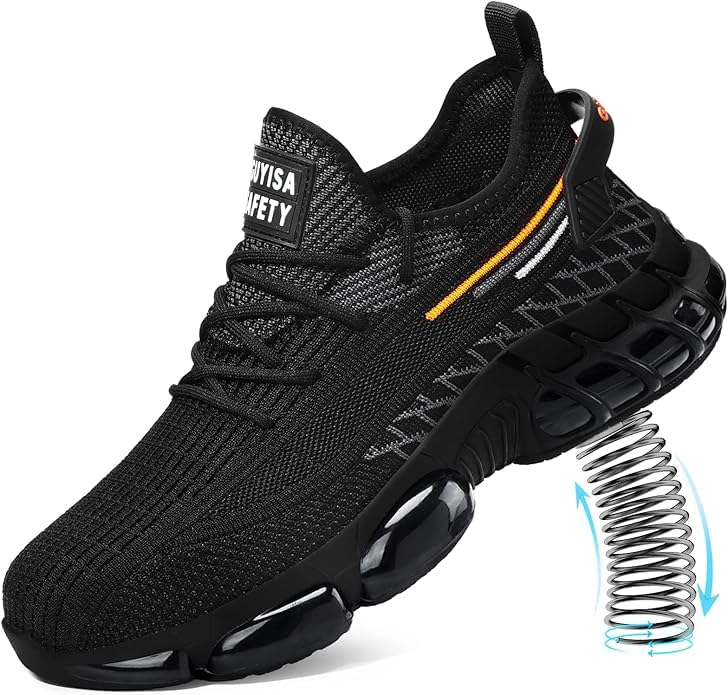 Image of Steel Toe Shoes for Men Lightweight Safety Work Shoes with Kevlar Puncture Resistant Midsole Comfortable Low Top Work Shoes for Warehouse Factory Light Construction