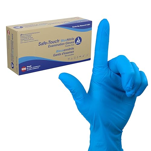 Dynarex SafeTouch Guantes de nitrilo para exámenes, sin látex, libre de polvo.