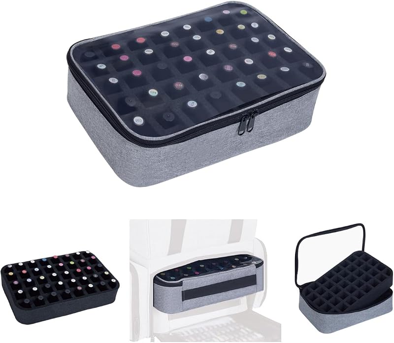 Estojo organizador UOZL para esmaltes, cinza, 30,5 x 20,5 x 7,62 cm, capacidade para 40 frascos