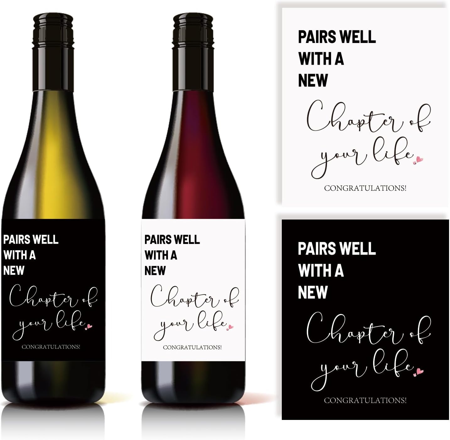 4 Pcs Graduate Wine Label, Pairs Well with New Chapter of Your Life Wine Bottle Stickers, New Job/New House/New Home Wine Labels, New Beginning Fresh Start Wine Labels, Divorce Party Decorations