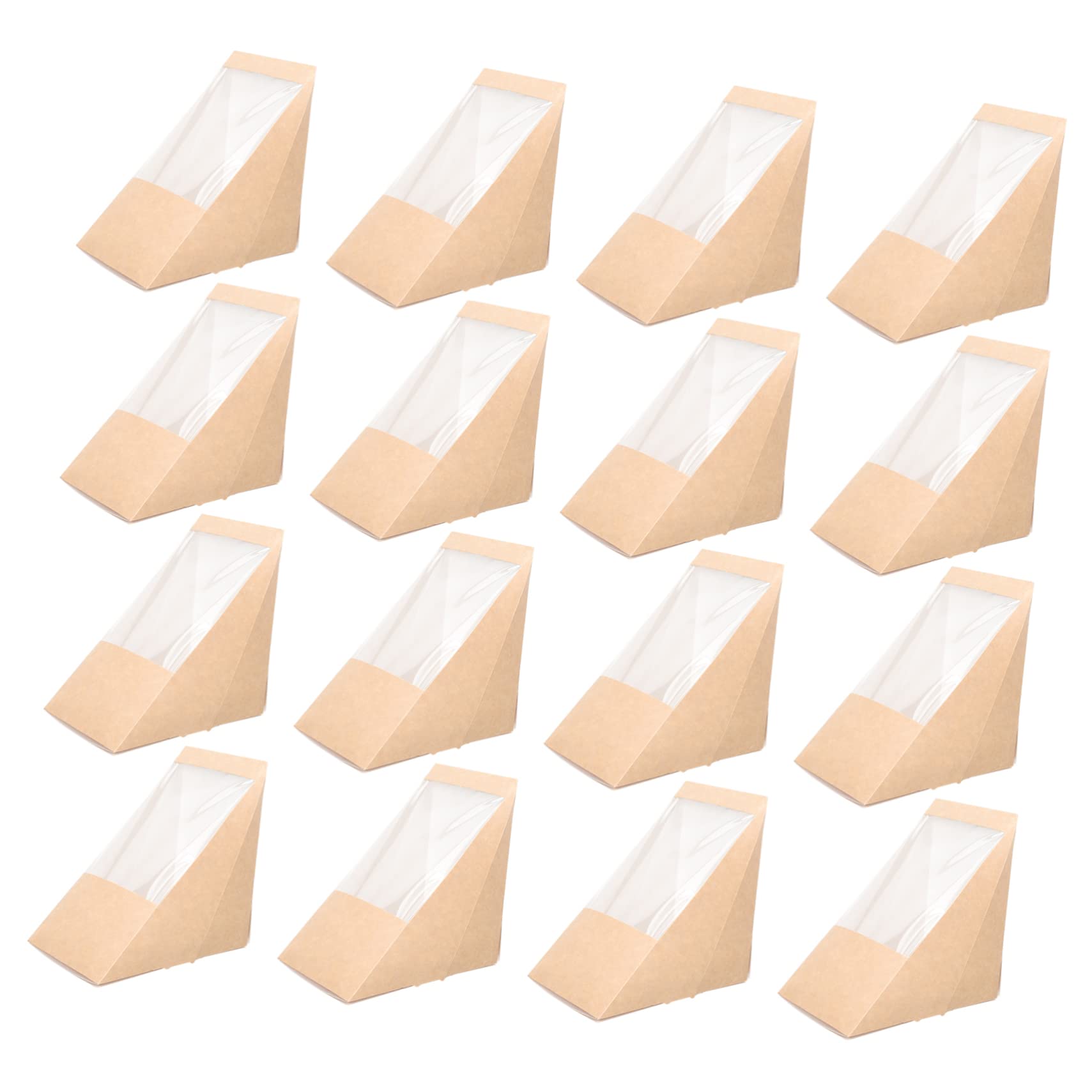ULTECHNOVO 100pezzi Scatole Triangolari Per Sandwich Carta Kraft Confezione Finestra Trasparente Per Dessert e Snack Design Antiscivolo e Sicuro Per Alimenti