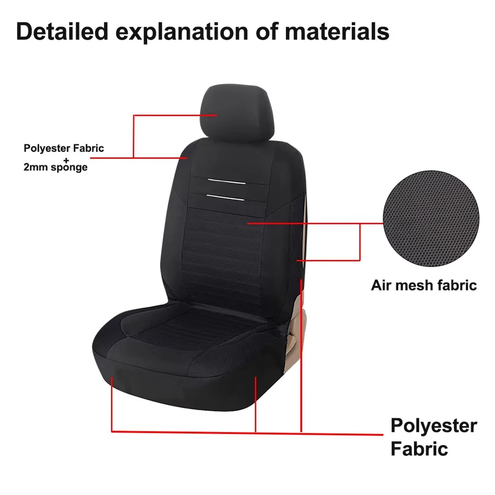 Sitzschoner Sitzbezüge In Universalgröße, Atmungsaktives Air-Mesh-Gewebe Für Auto, SUV, LKW, Transporter, Innenausstattung Autositzbezug(2 front seat set)
