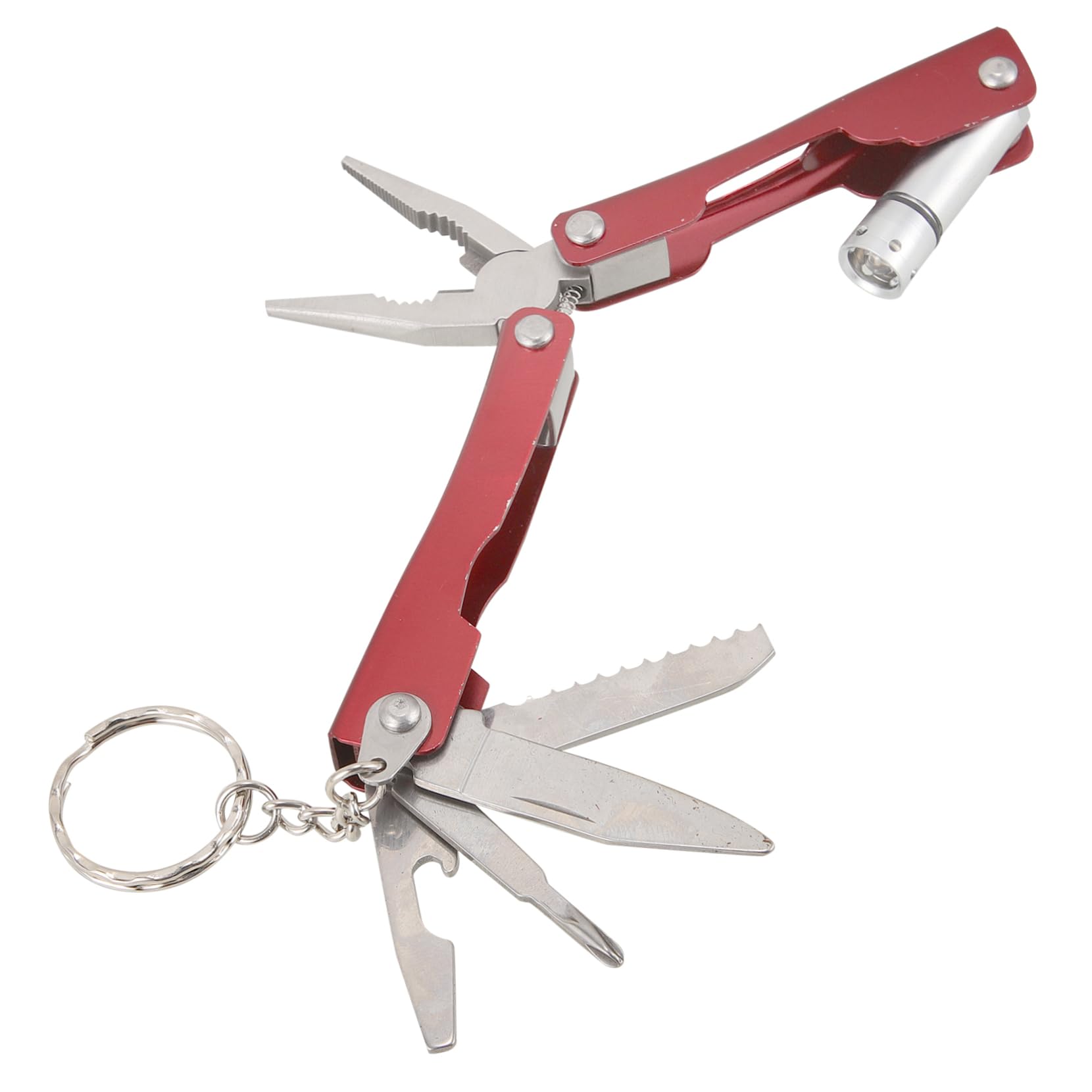 MAGICLULU 4 Pezzi Mini Pinza Multifunzionale Acciaio Inossidabile con Torcia LED Strumento Tascabile per Emergenze All Aperto Campeggio