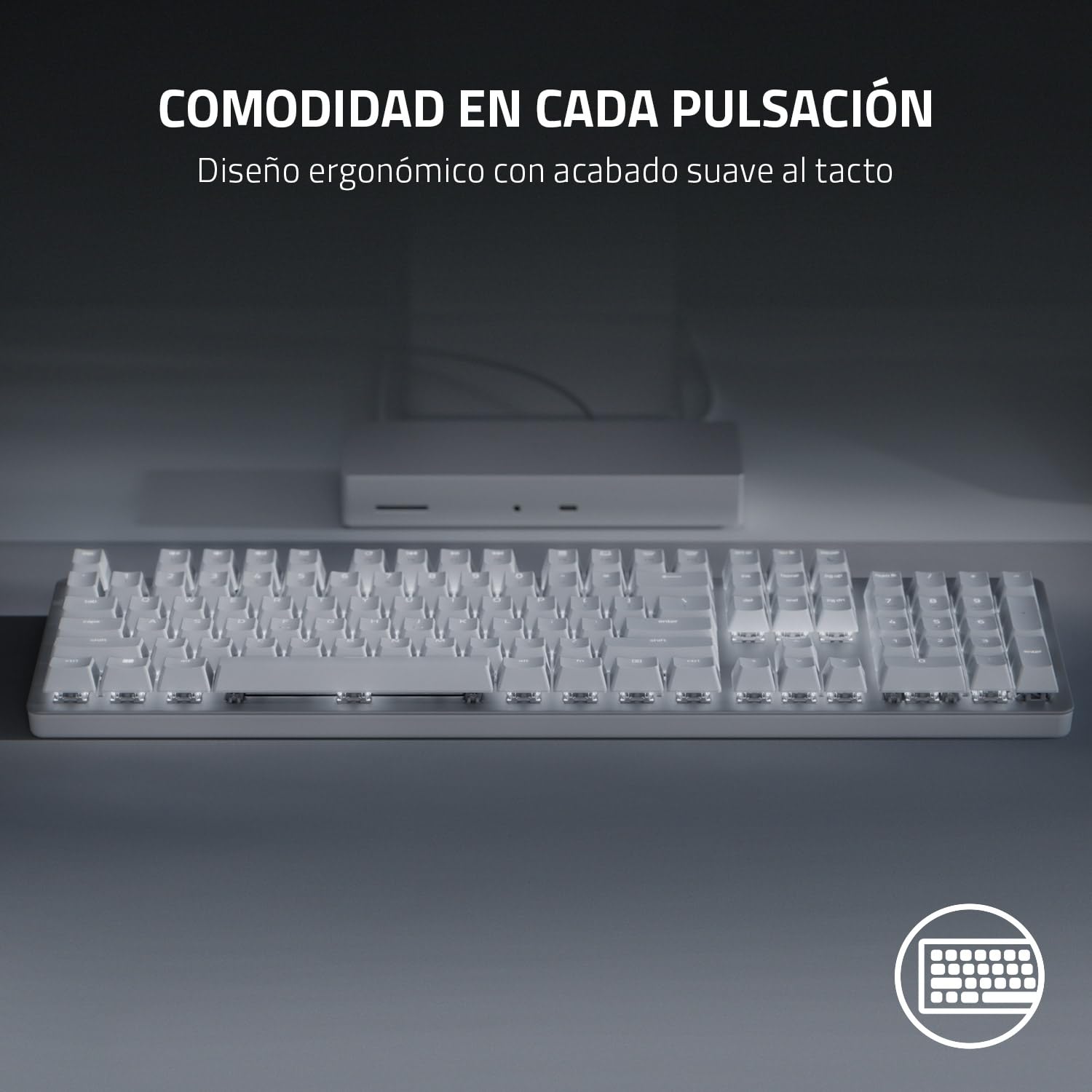 Razer Pro Type Ultra - Teclado Mecánico Inalámbrico para Máxima Productividad (Interruptores Lineales, Almohadilla de Piel Sintética, Multidispositivo, Bluetooth) QWERTY US Teclado | Blanco