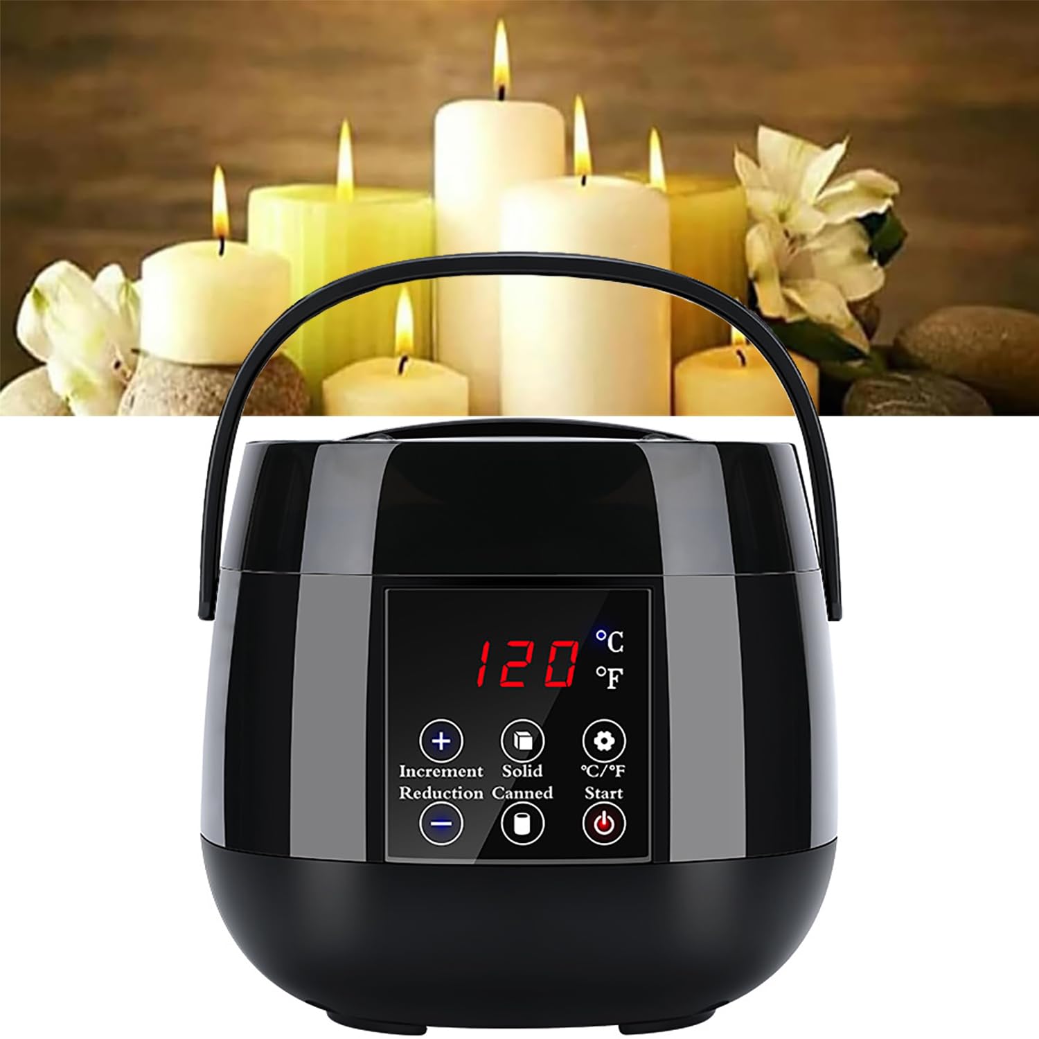 HKFGSHOP Electric Candle Wax Melting Pot, Candle Wax Melter, DIY Candle Making Kit with LED Display, Temperature Adjustable, 100W Fast Heating, for Bulk Production Candle Business or Home Use