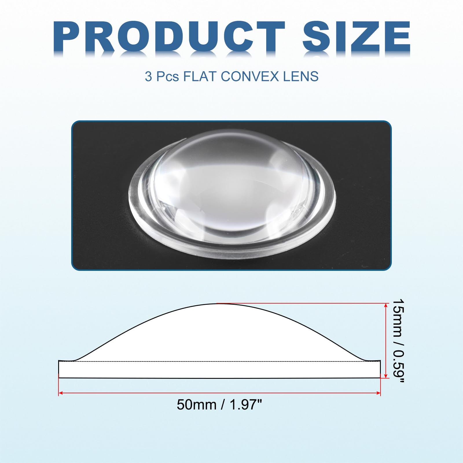 PATIKIL Diameter 50mm Flat Convex Lens - Image 2