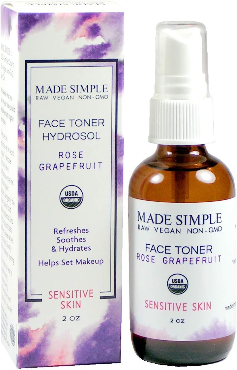 Rose Grapefruit Face Toner for Sensitive Skin - Certified Organic, Vegan, & Cruelty-Free