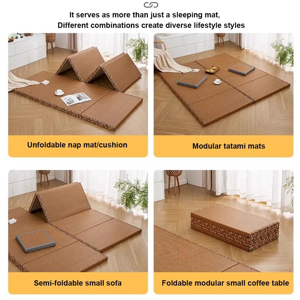 Artiz Esterilla De Tatami Tradicional Japonesa De 0,5 Mm De Grosor, Colchón De Suelo Plegable De Fibra De Coco Natural/Esterilla De Meditación para Dormir, Sentarse, Relajación