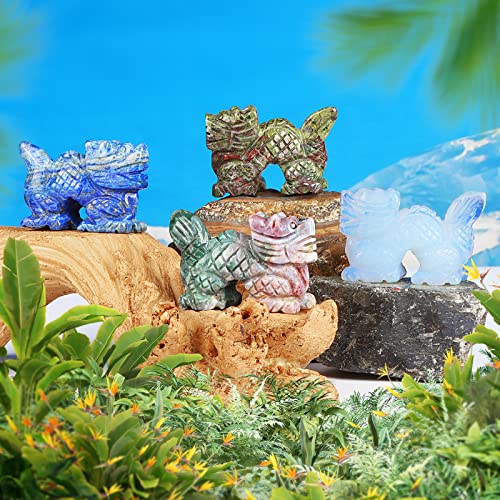 Estatua miniatura de dragón de cristal 2 pulgadas miniatura 5