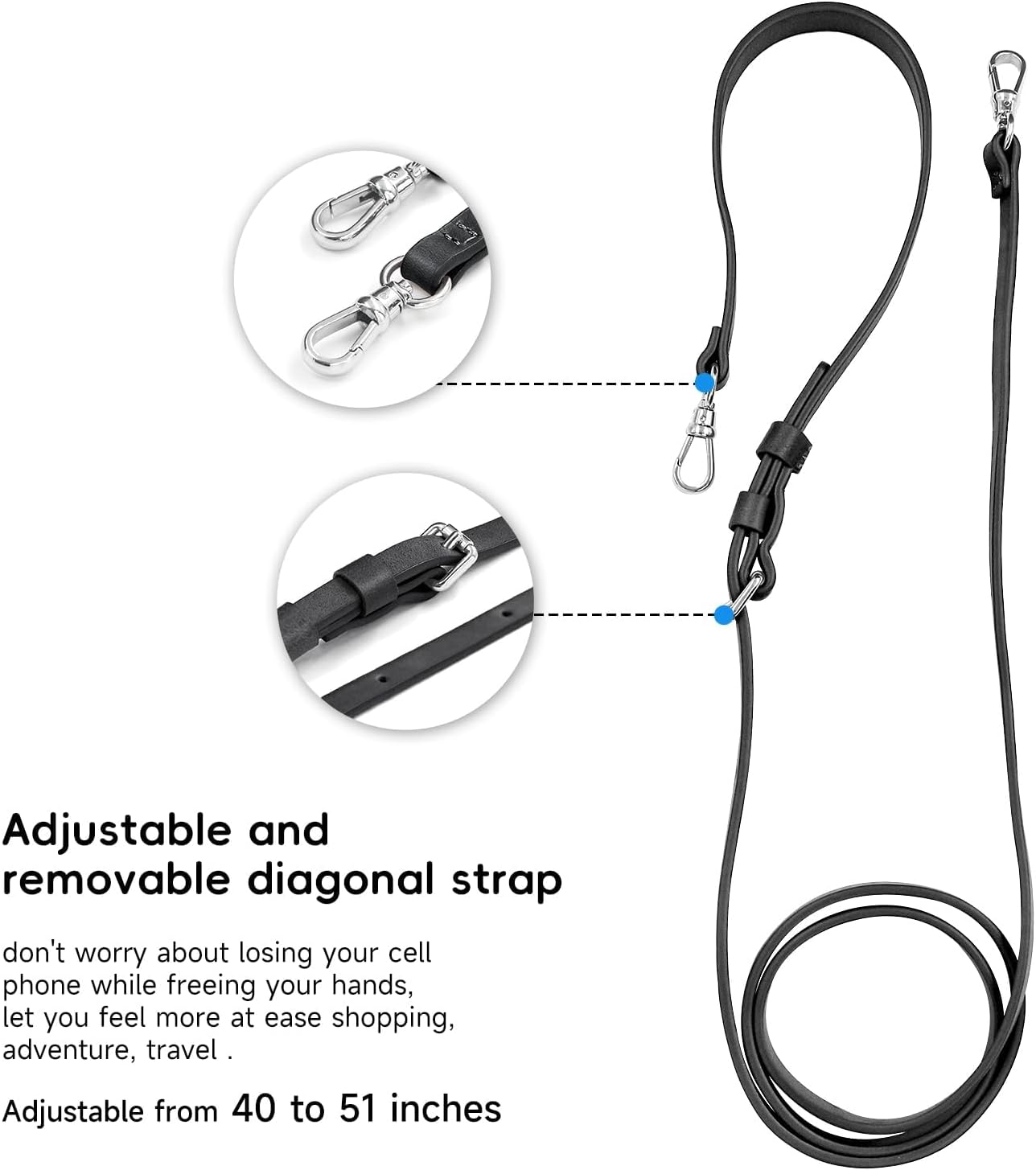 LUCKYCOIN Leather Wallet Phone Case Compatible with iPhone 16,Crossbody Lanyards Wallet Phone Case for Women,Purse Flip Card Pouch Cover Case with Pouch Clip Card Holder Adjustable Wrist Strap Black - Image 4