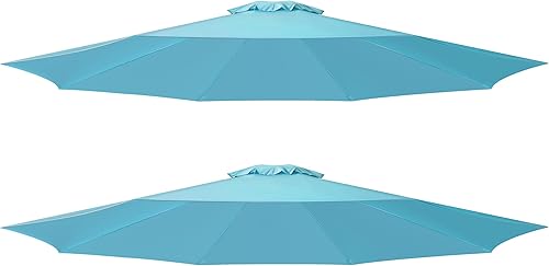 Miniatura 37 de YSSOA Sombrilla de patio de 9 pies con 8 varillas resistentes, paquete de 2 unidades de 9 pies, color rojo, paquete de 2