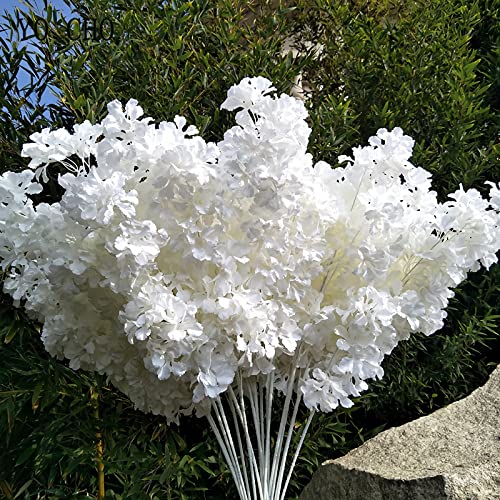 Pusuny 5Pcs Artificial White Cherry Blossom Branches Decor, 35 Inch Faux Cherry Blossom Flowers For Tall Floor Vase Used As Wedding Home Decoration, Fake White Flowers For Dinner Table Centrepiece #TOP1