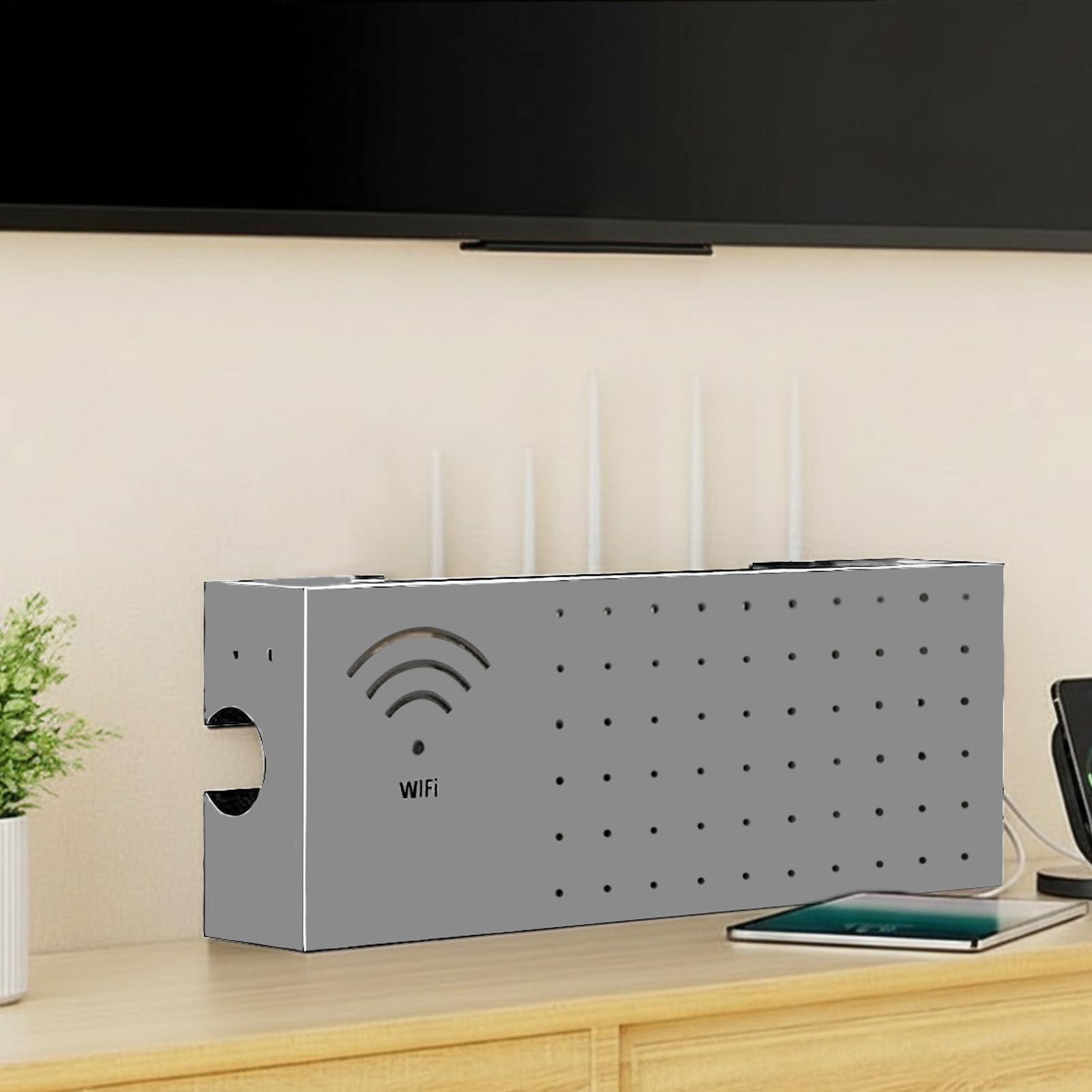 Scatola Di Archiviazione Per Router Copertura Multifunzionale da Parete in | Cabinet Per Router WiFi per Connessione Rete Presa Uscita Organizzatore Cavo Soggiorno TV Scrivania