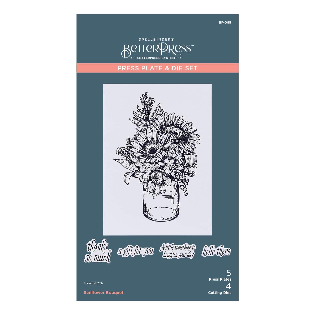 Spellbinders Sunflower Bouquet BetterPress Press Plate, Metal