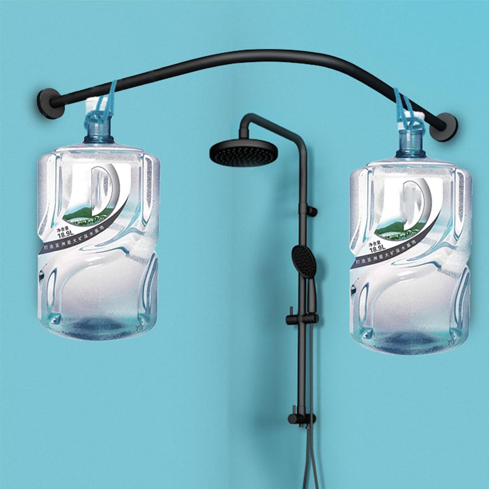 ExbCurve Barre de douche en acier sans perçage pour baignoire et espaces privés Taille B Argenté H