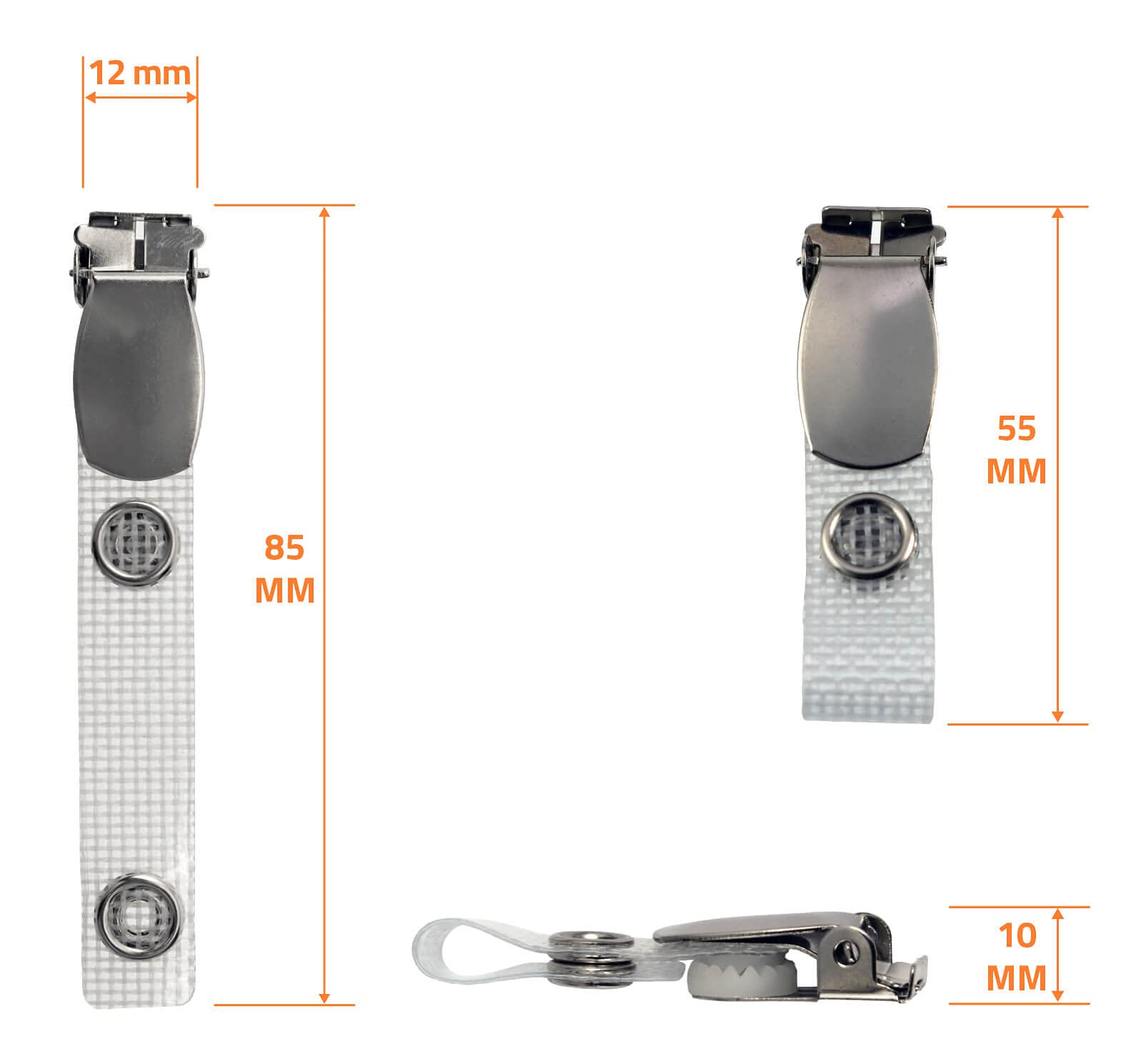 Karteo® Clip Portabadge con Bottone a Pressione in Metallo e Vinyl Strap Rinforzato – Confezione da 100 Clip per Porta Badge Porta Tessere e Supporti per Carte
