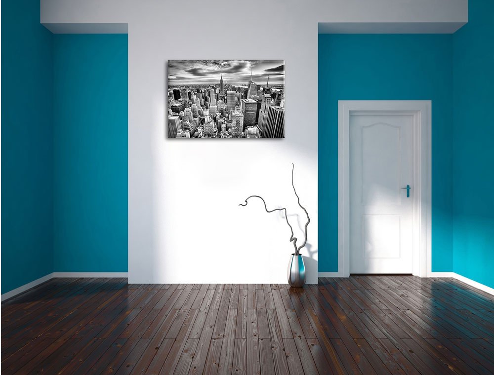 Pixxprint Skyline von New York, Größe: 120x80cm, Leinwandbild, fertig gespannt, Wandbild, Dekoration, Kunstdruck, kein Poster