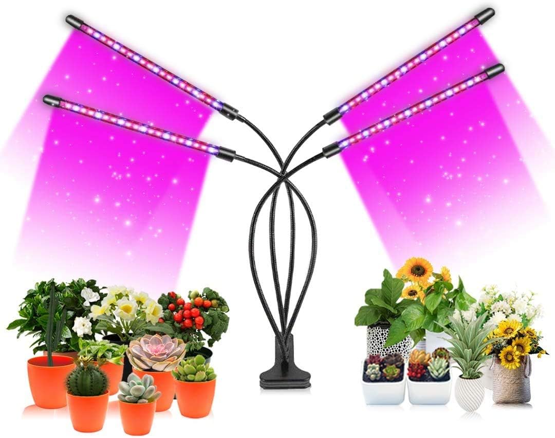 D&D EM LED Grow Light, for Indoor Plant Growth, Equivalent to 80W Full-Spectrum Plant Light, with Automatic on/Off 3/9/12H Timer, 10 dimmable Brightness