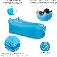 Vista 4 de Tumbona inflable, silla de aire, sofá cama, saco de dormir para playa, campamento, lago y jardín (azul 2)