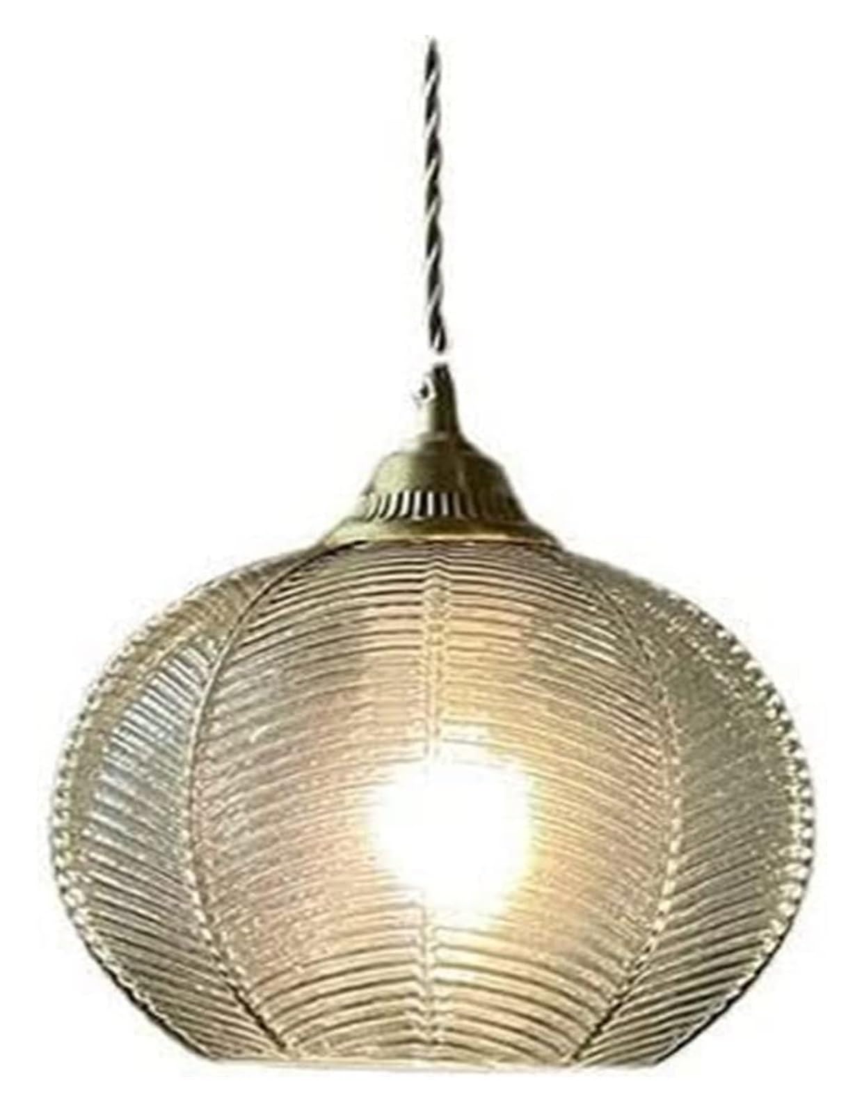 ASerZenith All-Copper Glass Pendant Light - Restaurant Bedroom Chandelier Bar Aisle Green Leaf Grain Corridor Glass Ceiling Light,Chandeliers,D20