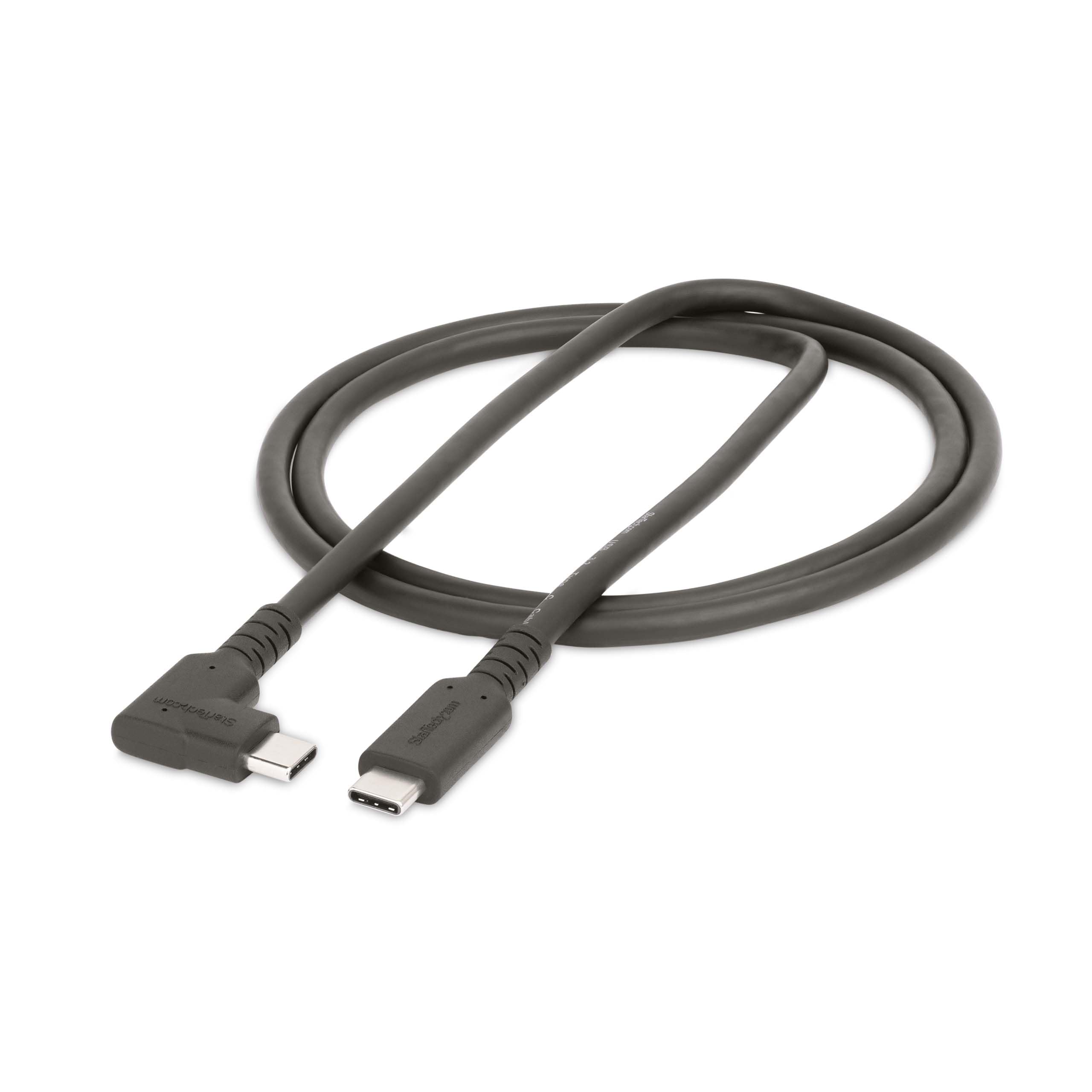 StarTech Câble USB-C Coudé à Droite 1m, USB 10Gbps, 100W PD, 8K 60Hz, Noir