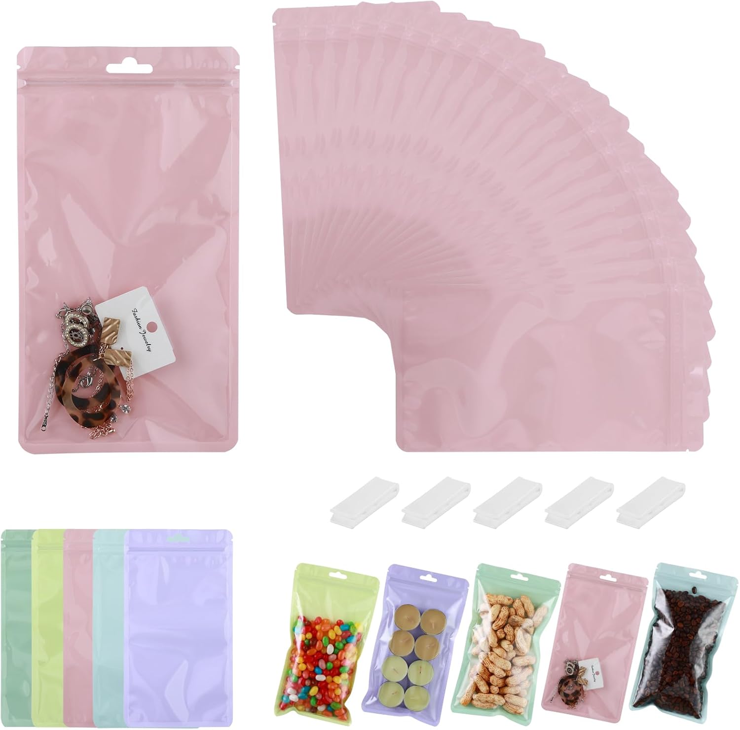 150 PCS4.7x8.7" Resealable Ziplock Bags with Clear Window