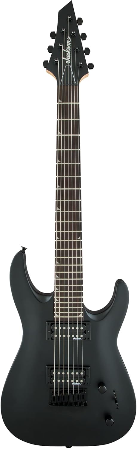 Jackson JS Series Dinky Arch Top JS22-7 DKA HT 7-String Electric Guitar - Satin Black Bundle with Cable, Tuner, Strap, Picks, and Austin Bazaar Instructional DVD