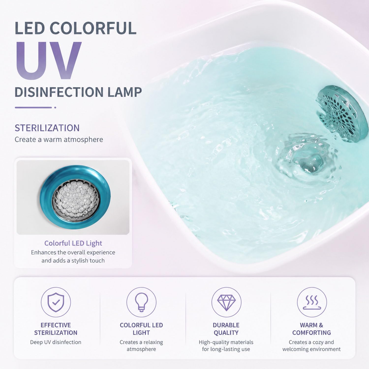 DowPie Salonowa umywalka spa do pedicure, wiele kształtów, z odpływem 220v-001 | Regulowana temperatura, wypukłości masujące i szybki odpływ – do użytku domowego i salonowego