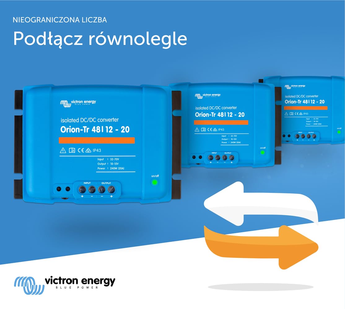 Victron Energy Orion-Tr IP43 48/12-Volt 20 amp 240-Watt Konwerter DC-DC, Izolowany