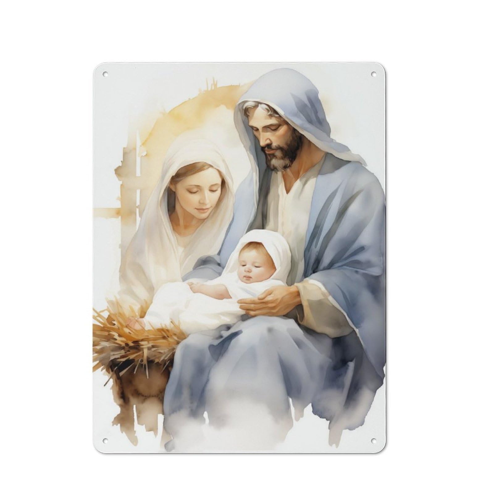 Junmoney Holy Family Painting - Nativity Scene Metal Wall Sign 40X30cm, Retro Decor For Pub Or Café, For Vintage Wall Decor Fans, For Garage And Workshop Walls