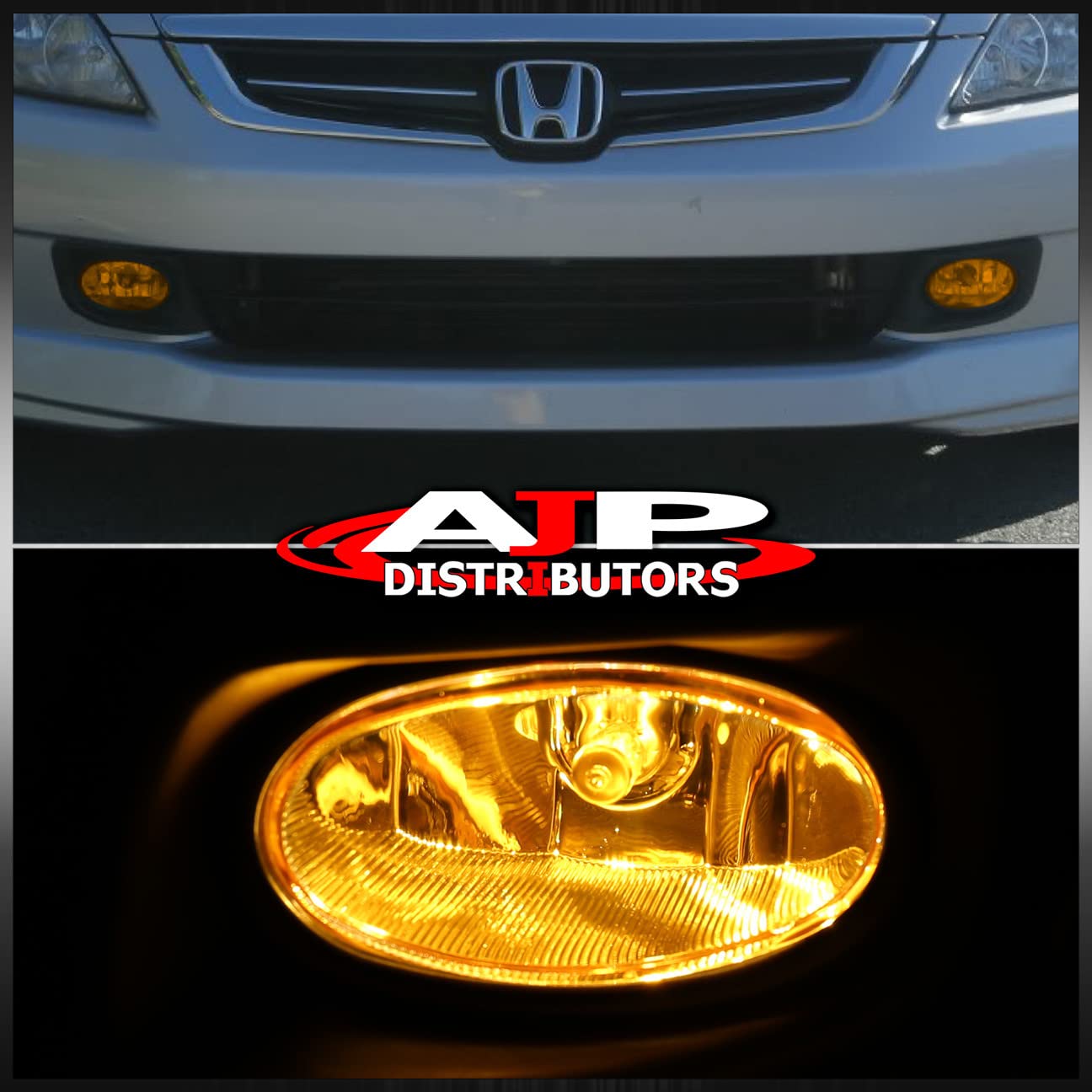 AJP Distributors Pair JDM Front Bumper Driving Fog Lights Lamp Left Right Set w/Bulb Bezel Wiring Harness Relay Switch Kit Compatible/Replacement For Accord 4-Door Sedan 2003 2004 2005 03 04 05